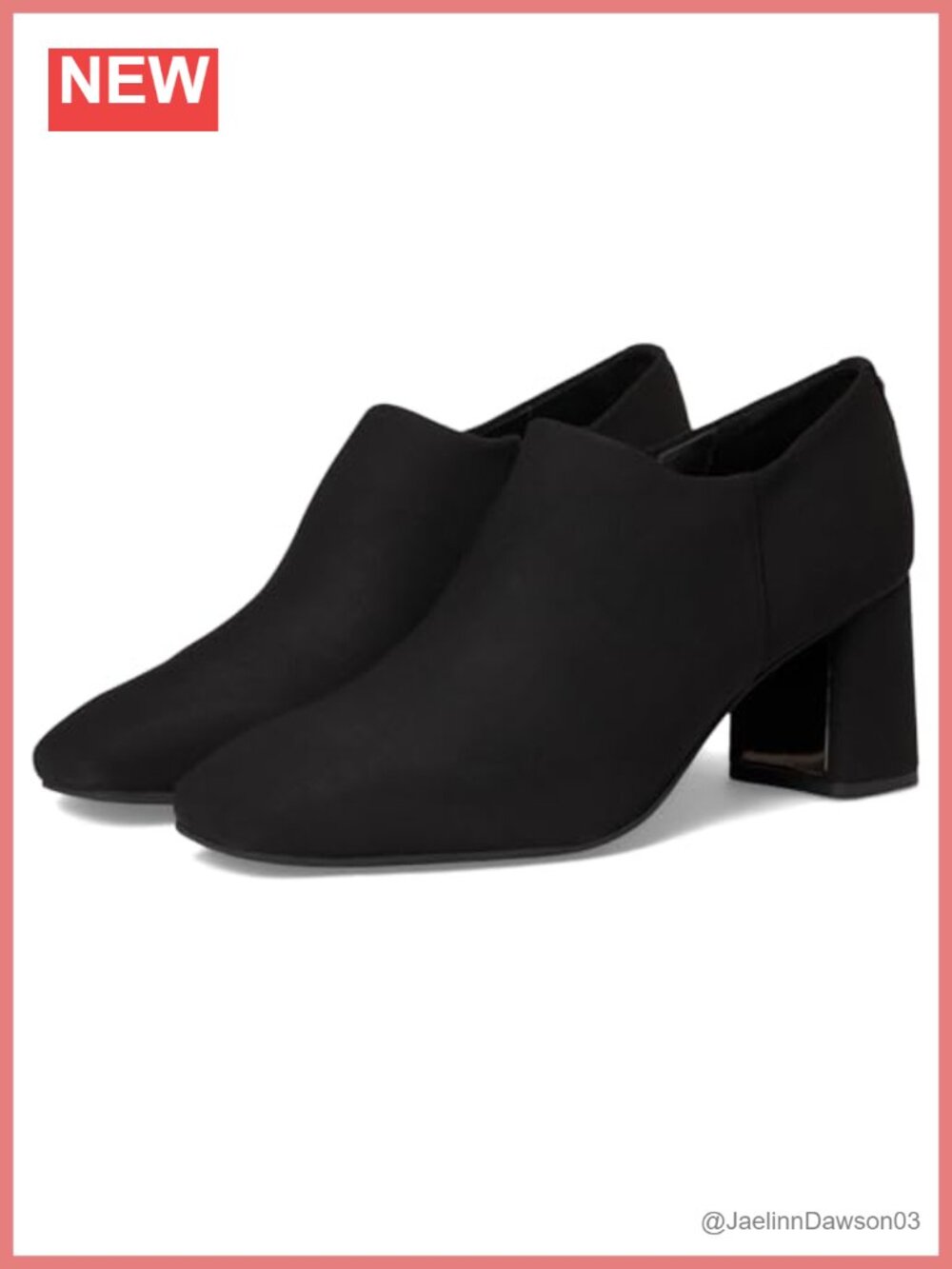Leather Block Heel Pull-On Ankle Booties Memory Foam Square Toe
